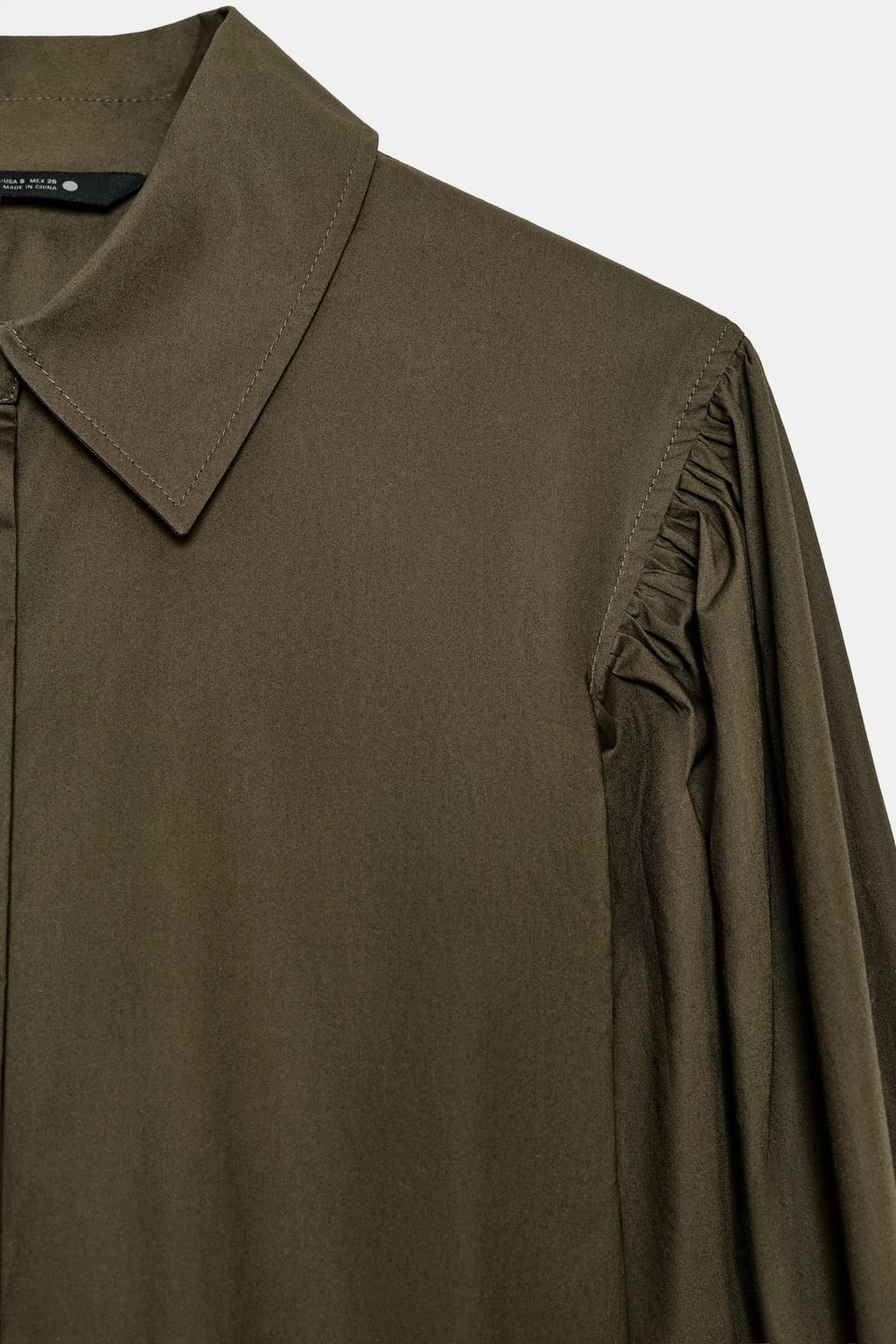 РУБАШКА ИЗ ПОПЛИНА С ОБЪЕМНЫМИ РУКАВАМИ — ZW COLLECTION