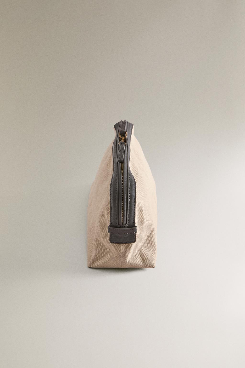 Сумка для туалетных принадлежностей из холста и кожи