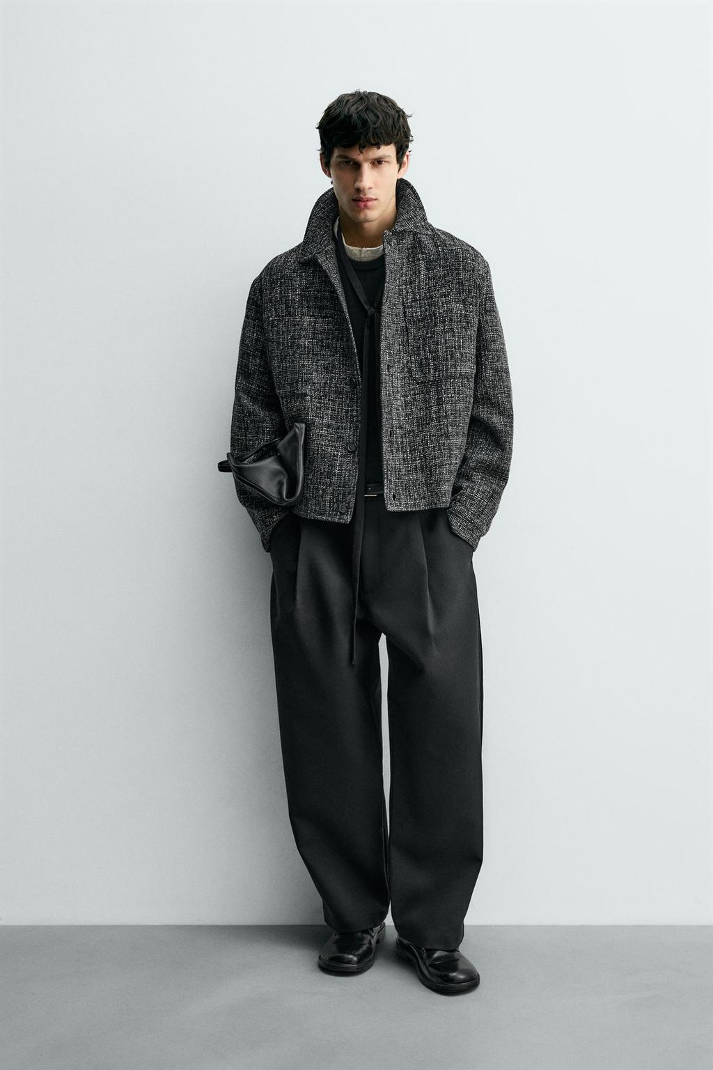 Куртка-рубашка с карманами из текстурированной ткани