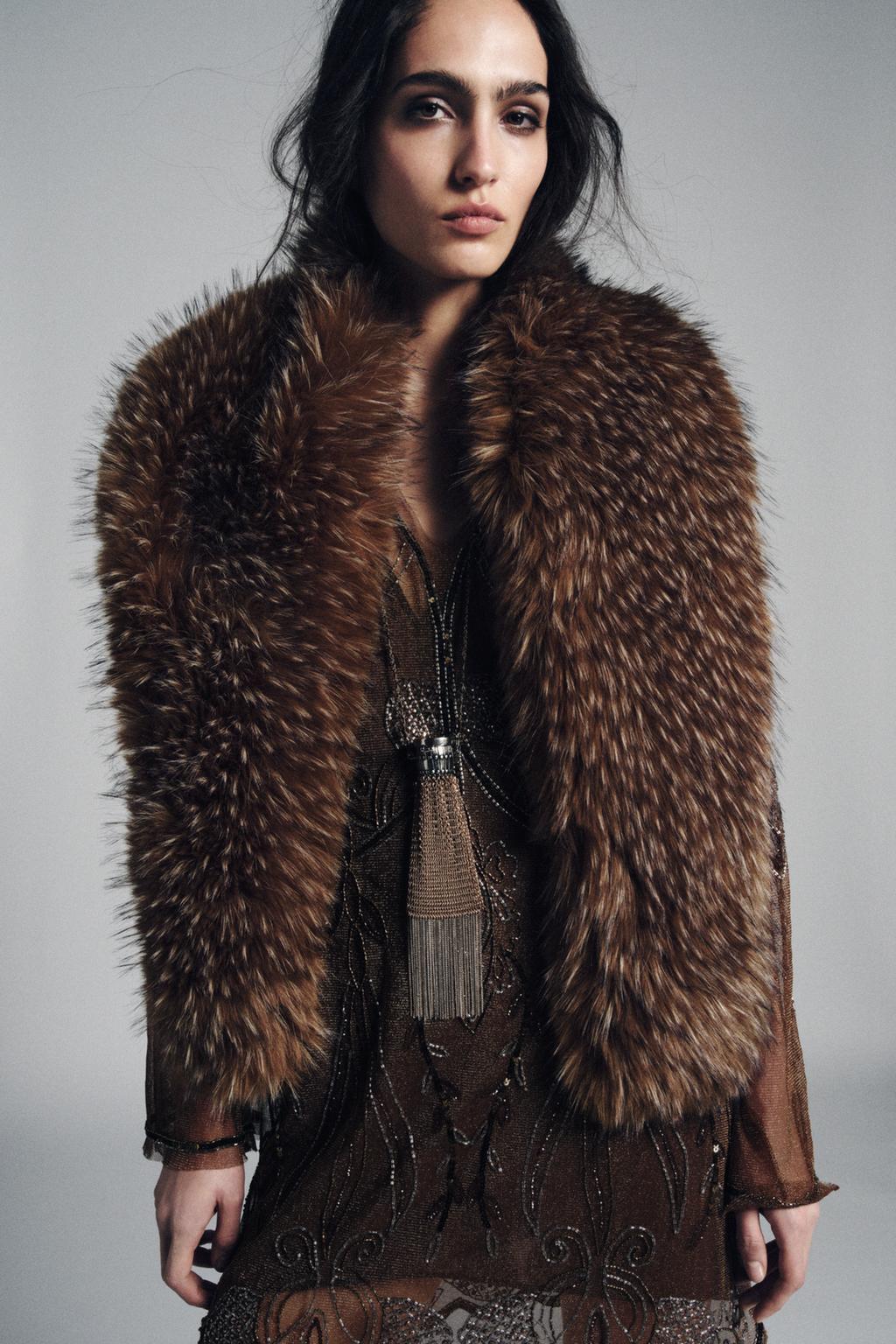 ШАРФ ИЗ ИСКУССТВЕННОГО МЕХА С МЕЛАНЖЕВЫМ ЭФФЕКТОМ