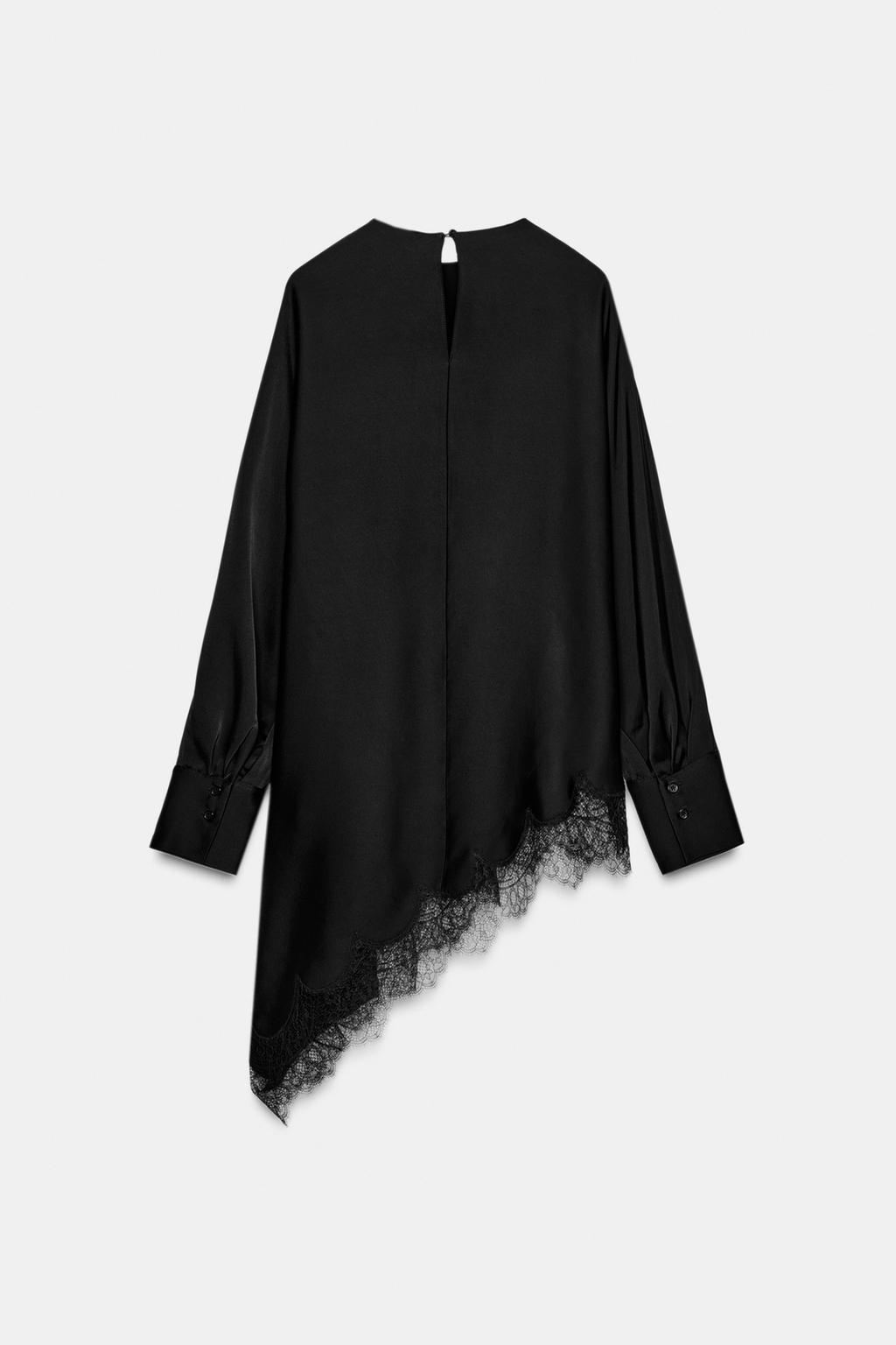 АСИММЕТРИЧНАЯ БЛУЗА С КРУЖЕВОМ — ZW COLLECTION LIMITED EDITION