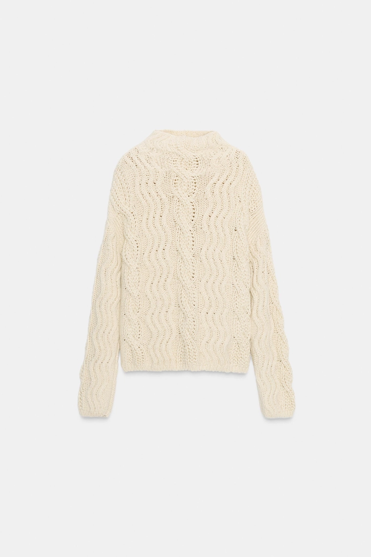 СВИТЕР ИЗ ШЕРСТИ С КОСАМИ