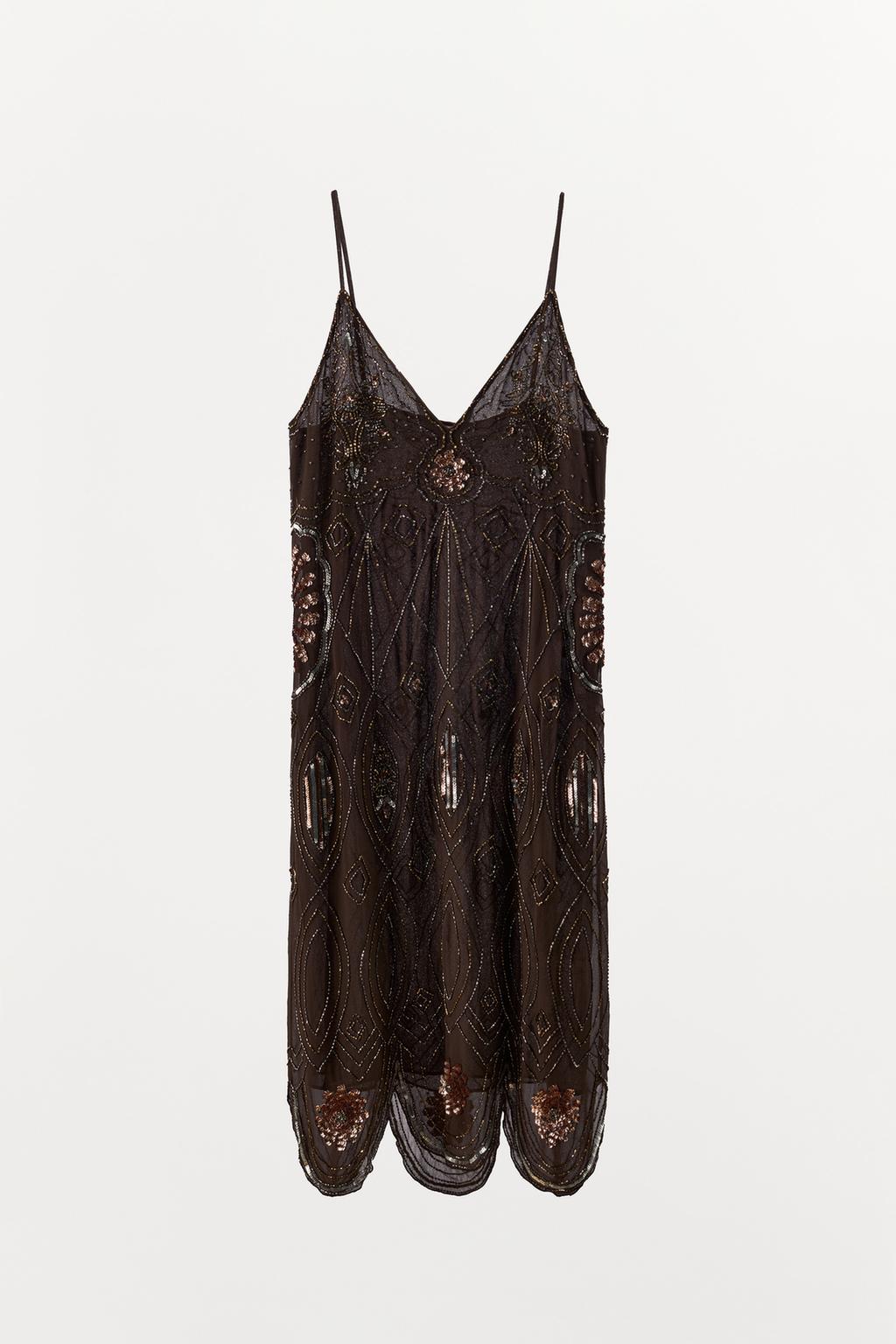 ПЛАТЬЕ ИЗ ЖОРЖЕТА С ПАЙЕТКАМИ И БУСИНАМИ