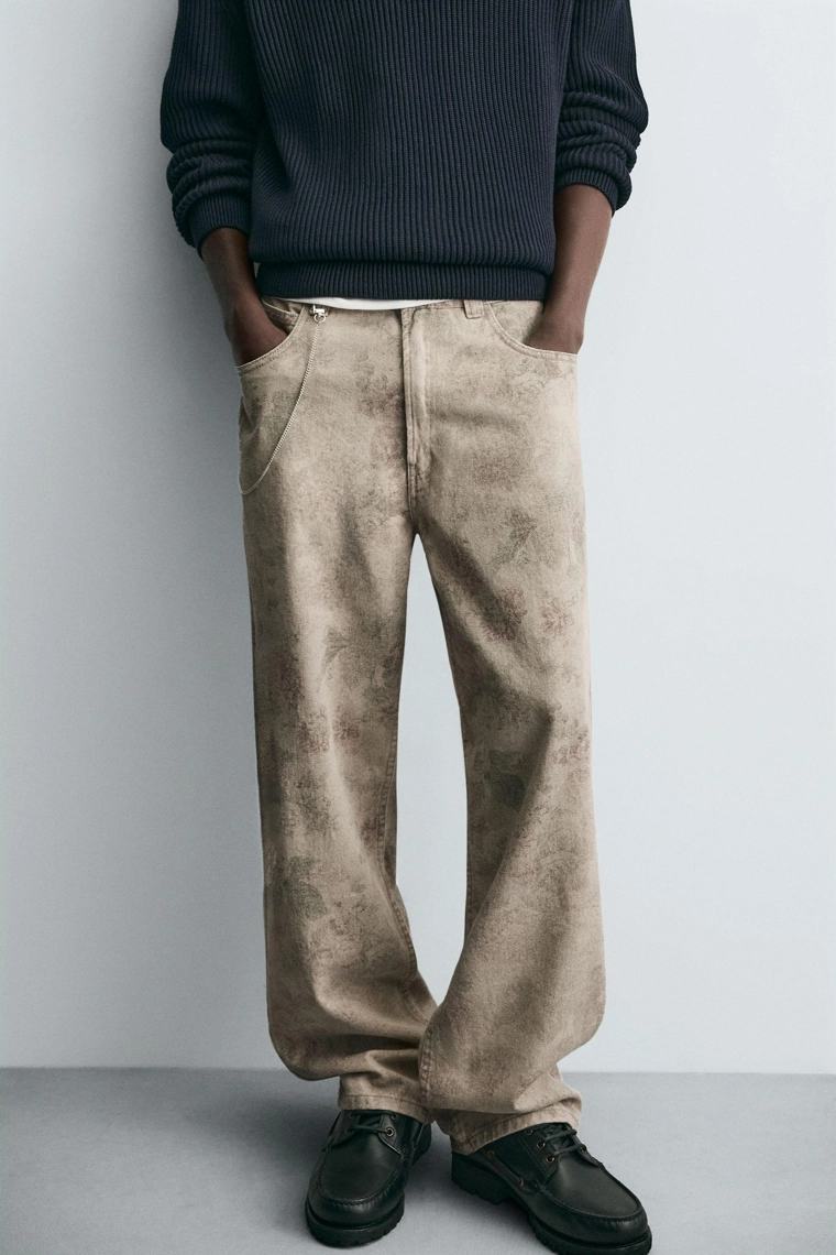 БРЮКИ BALLOON FIT С АБСТРАКТНЫМ ПРИНТОМ