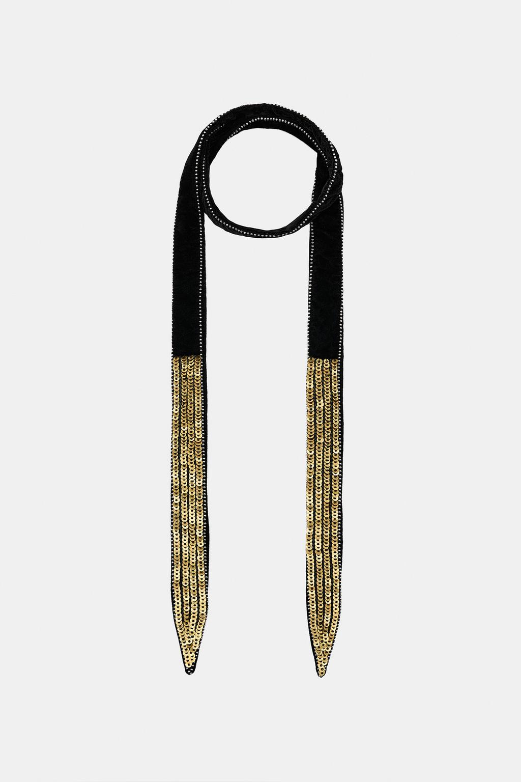 БАНДАНА ИЗ БАРХАТА С ПАЙЕТКАМИ