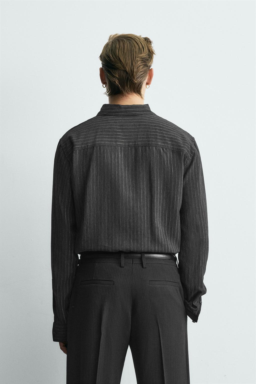 РУБАШКА СТРУЯЩЕГОСЯ ПОКРОЯ В ПОЛОСКУ С БЛЕСКОМ LIMITED EDITION