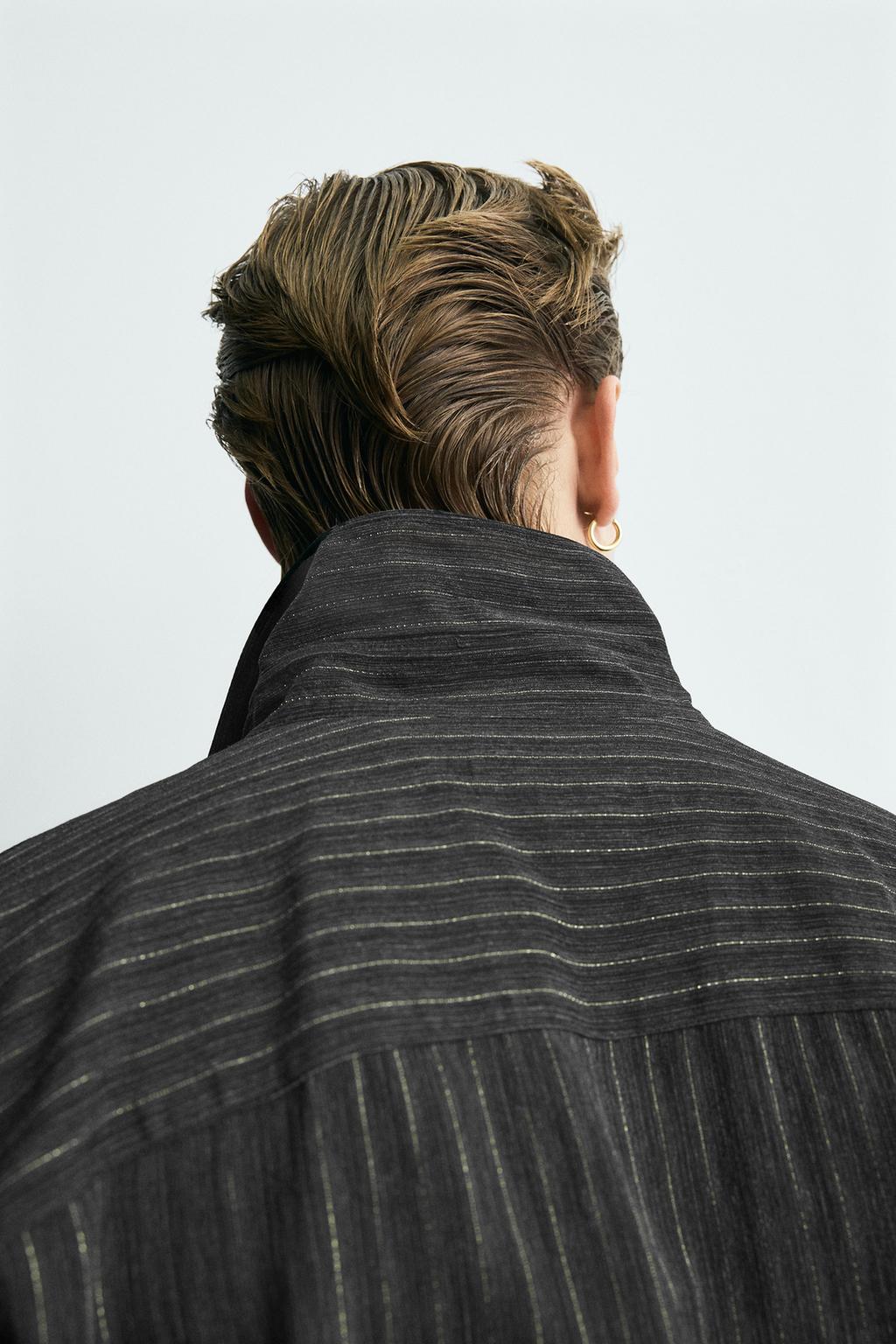 РУБАШКА СТРУЯЩЕГОСЯ ПОКРОЯ В ПОЛОСКУ С БЛЕСКОМ LIMITED EDITION