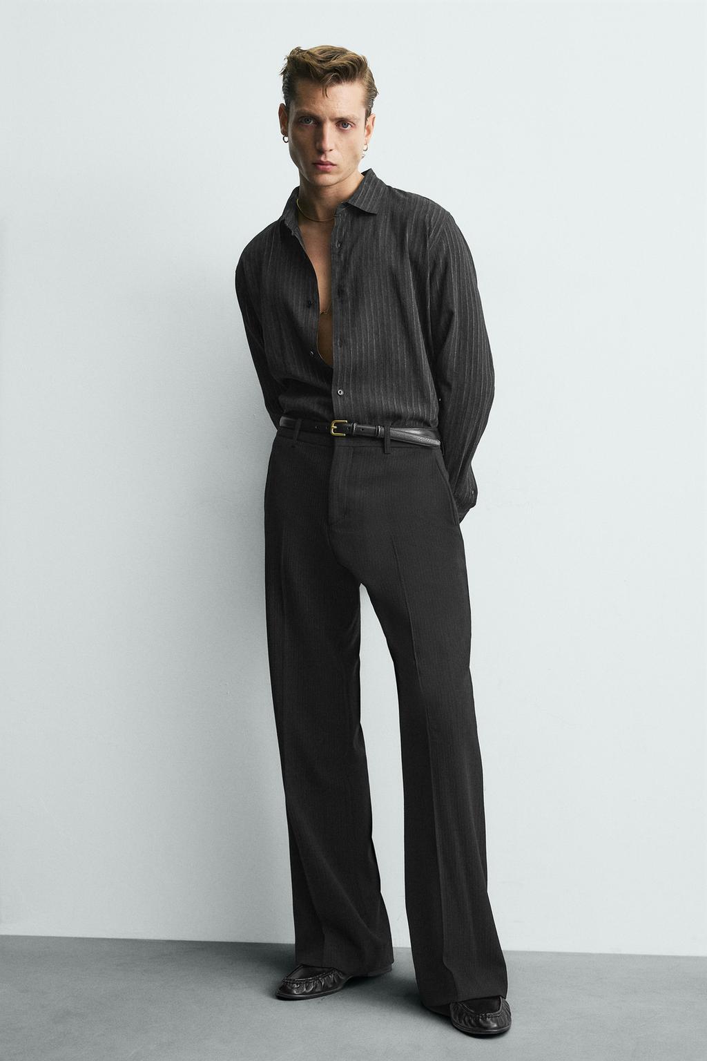 РУБАШКА СТРУЯЩЕГОСЯ ПОКРОЯ В ПОЛОСКУ С БЛЕСКОМ LIMITED EDITION