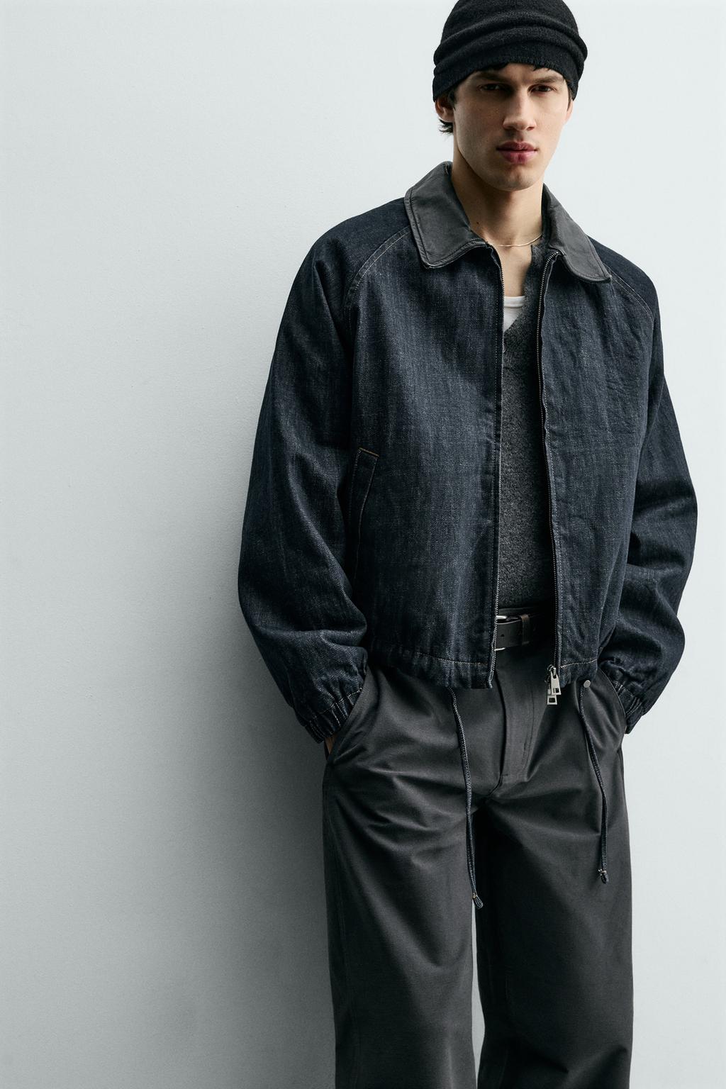 ДЖИНСОВАЯ КУРТКА С КОМБИНИРОВАННЫМ ВОРОТНИКОМ