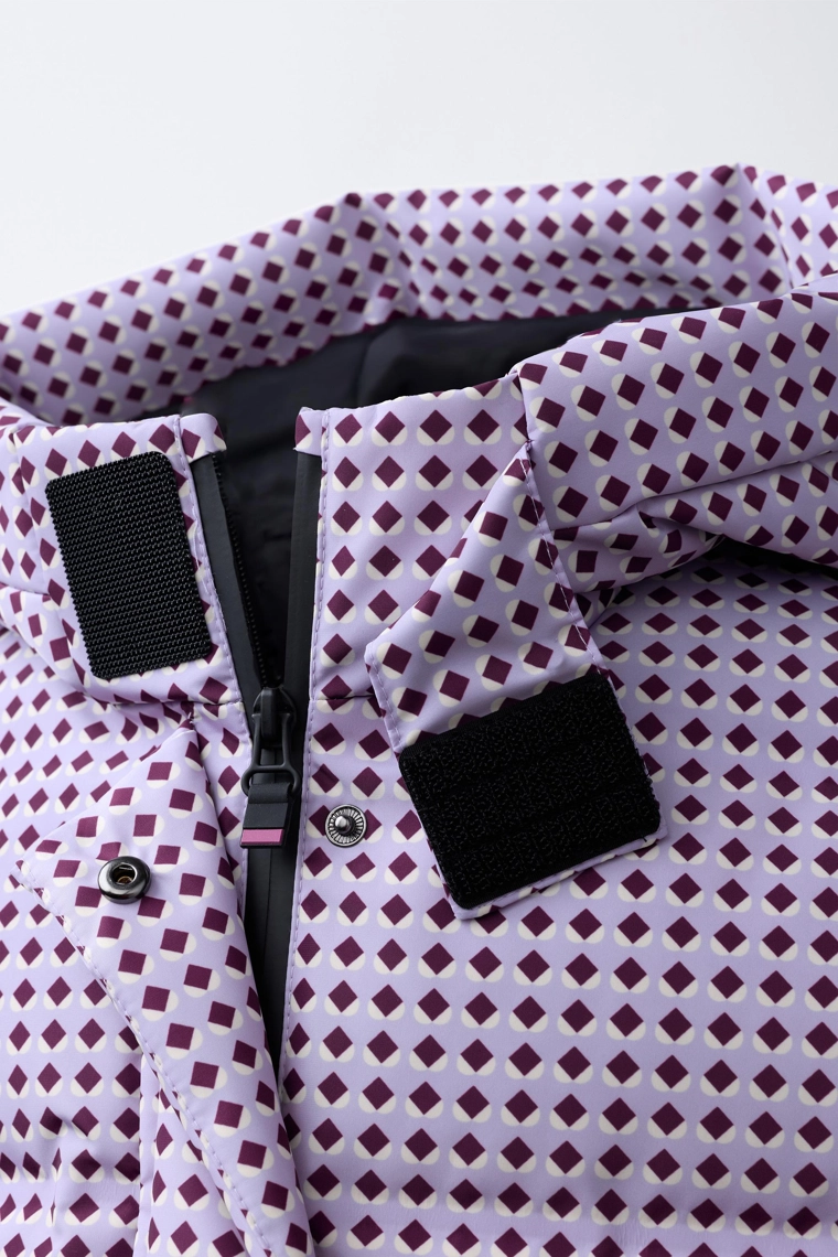 Пуховик с геометрическим принтом и перьями recco® из коллекции лыжной одежды, водонепроницаемый и защищающий от ветра