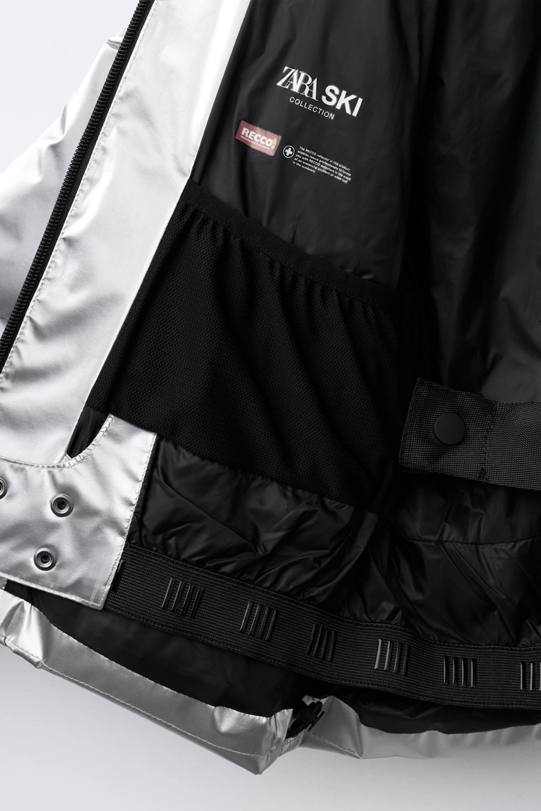 Пуховик с металлическим блеском, водоотталкивающий и ветрозащитный, коллекция лыжной экипировки с системой recco®