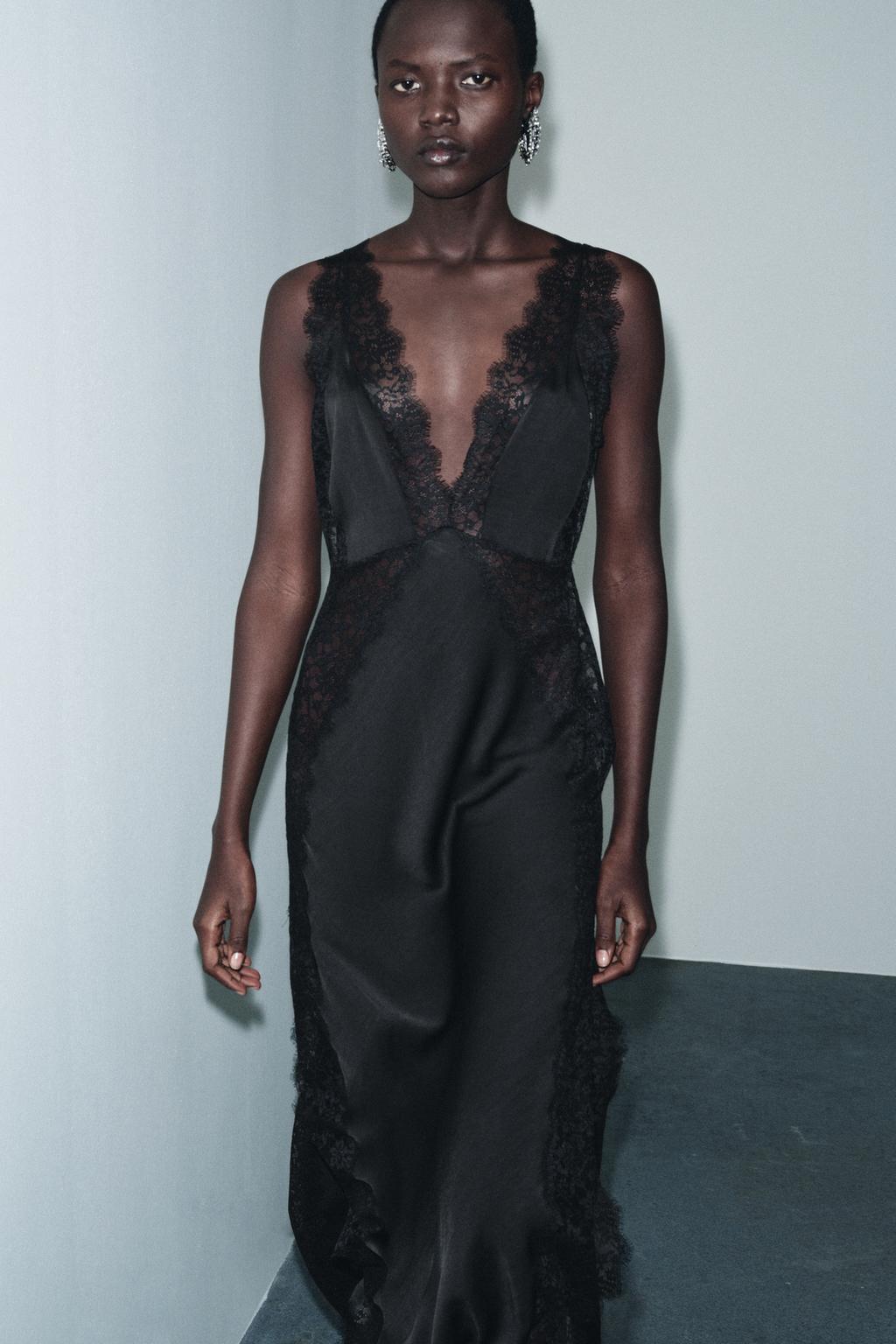 АТЛАСНОЕ ПЛАТЬЕ С КРУЖЕВОМ — ZW COLLECTION LIMITED EDITION