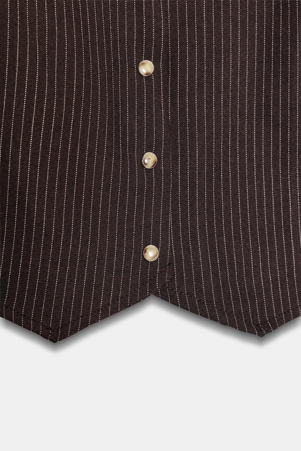 УКОРОЧЕННАЯ РУБАШКА В ПОЛОСКУ С ПОДПЛЕЧНИКАМИ