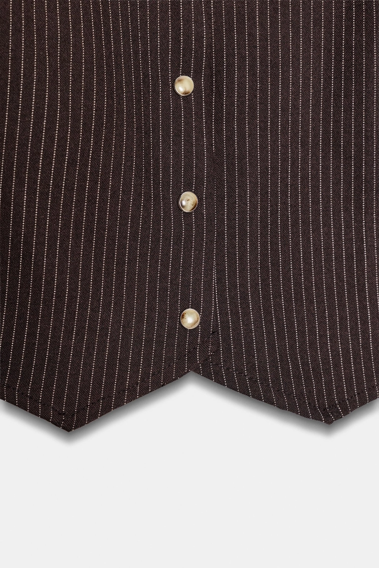 УКОРОЧЕННАЯ РУБАШКА В ПОЛОСКУ С ПОДПЛЕЧНИКАМИ