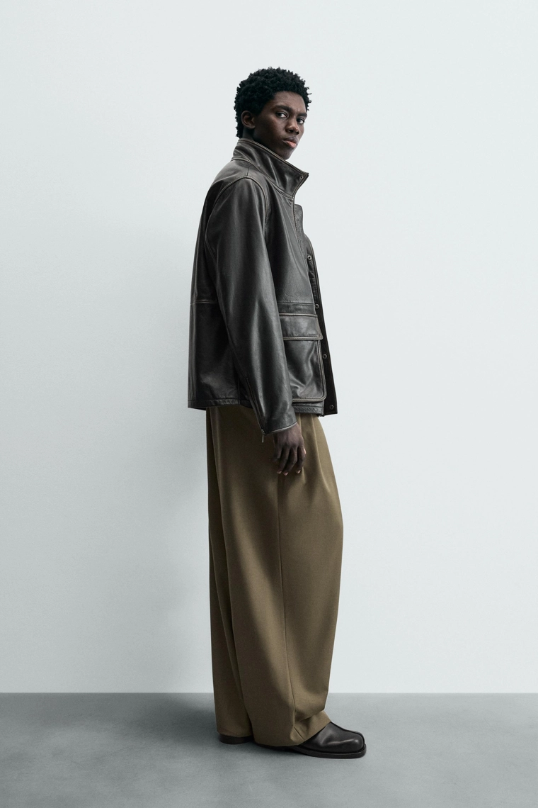 Кожаная куртка с карманами limited edition