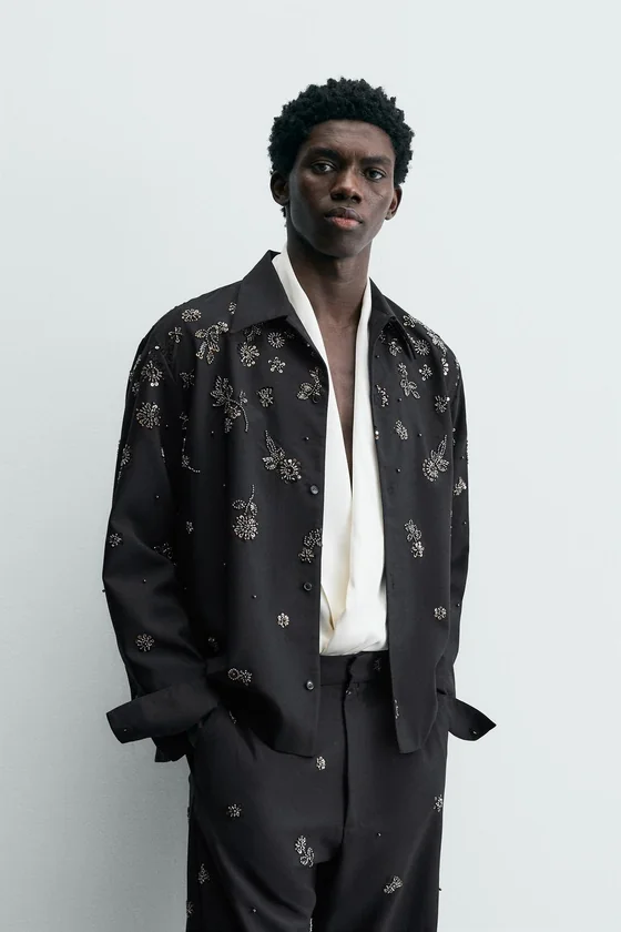 Рубашка полупрозрачная с пайетками limited edition