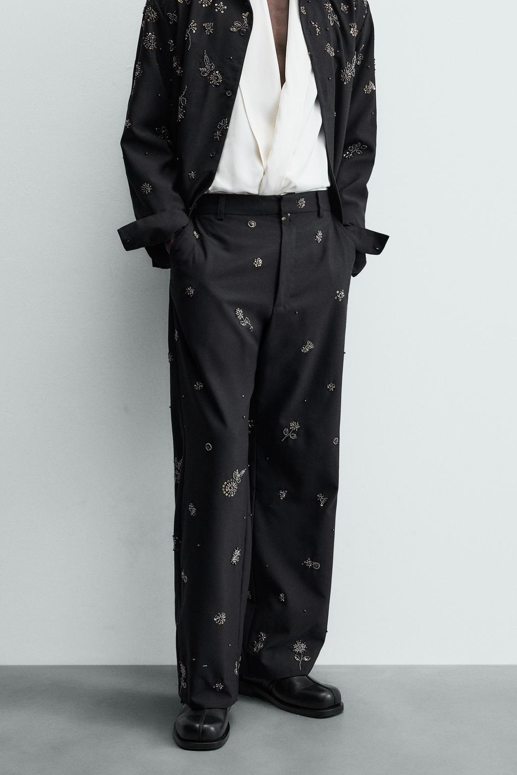 Брюки свободного кроя с пайетками limited edition