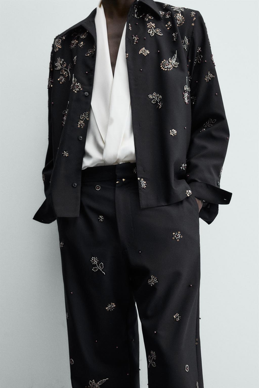 Брюки свободного кроя с пайетками limited edition