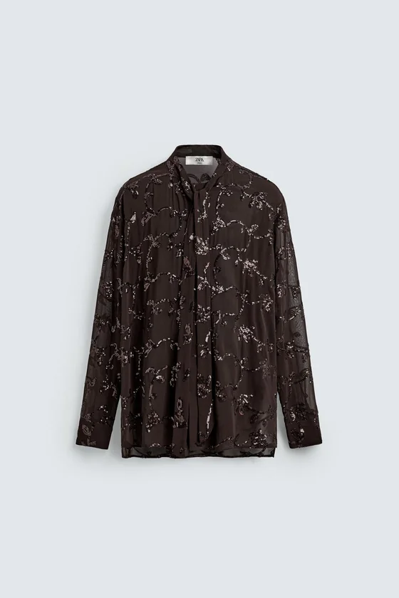 Рубашка полупрозрачная с пайетками limited edition