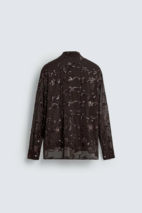 Рубашка полупрозрачная с пайетками limited edition