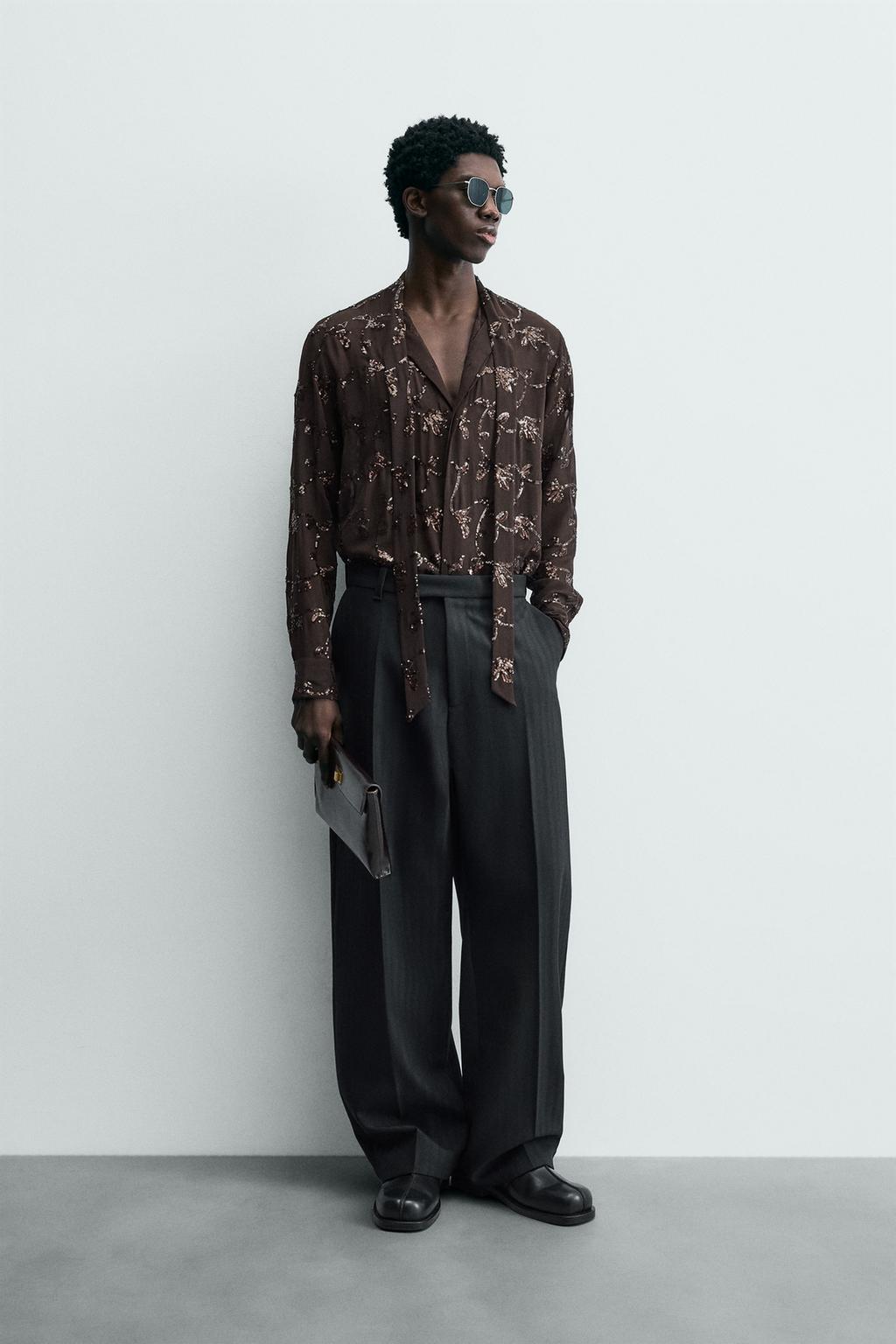 Рубашка полупрозрачная с пайетками limited edition