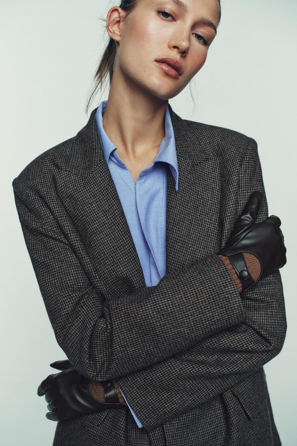 ПЕРЧАТКИ ИЗ ИСКУССТВЕННОЙ КОЖИ С ШЕРСТЬЮ