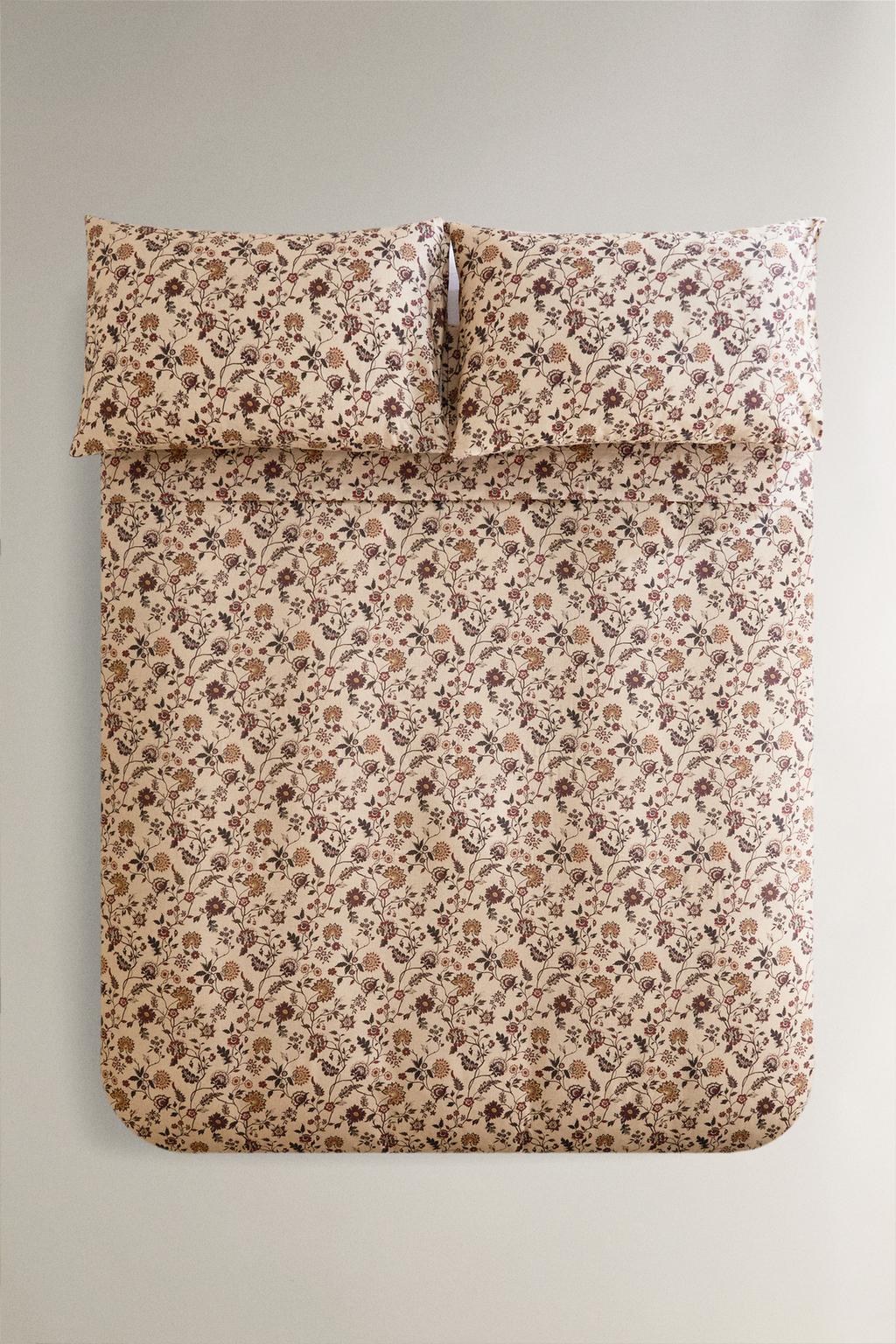 Чехол для одеяла из сатина с цветочным принтом