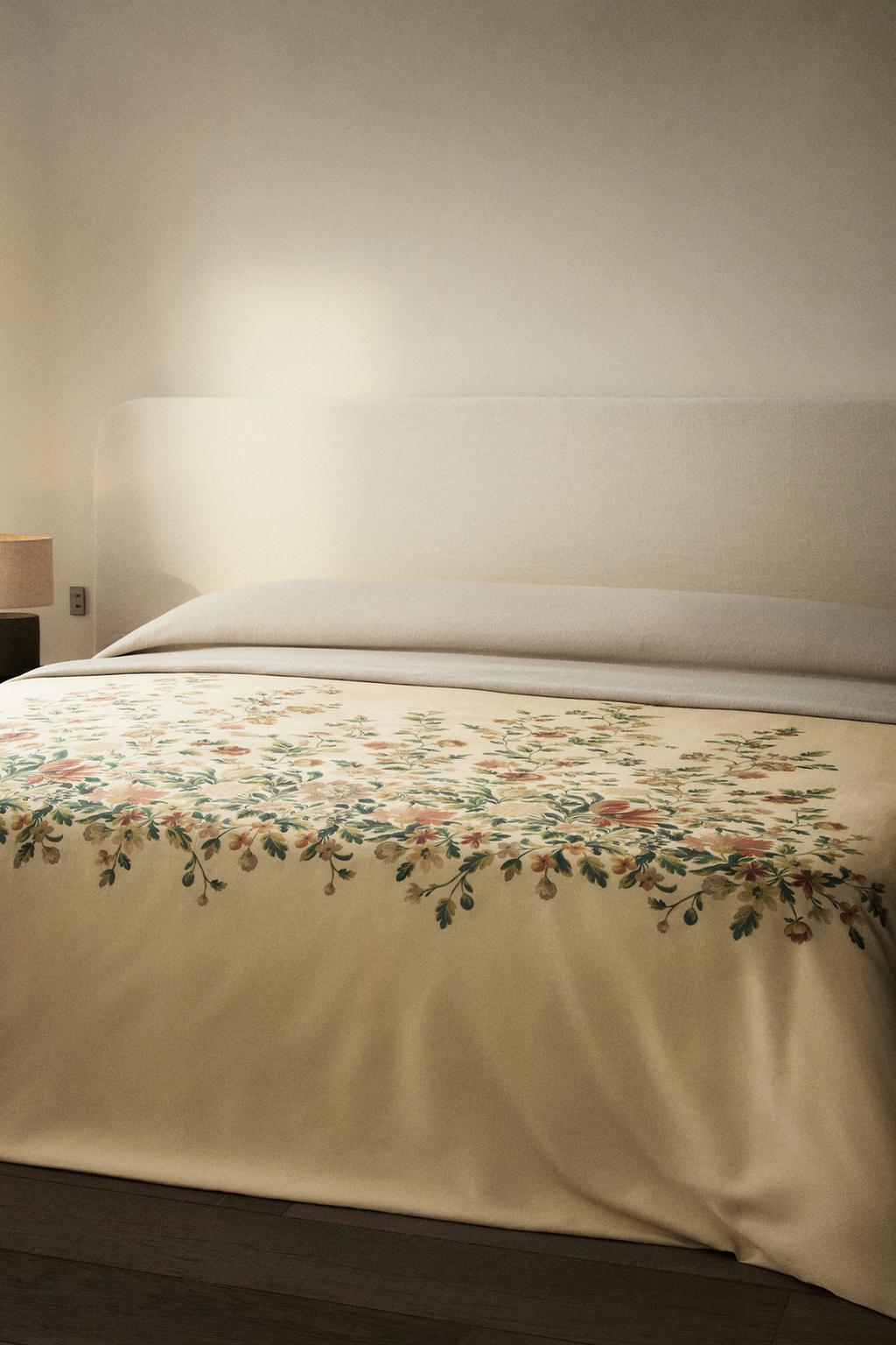 Покрывало из хлопкового сатина с цветочным принтом