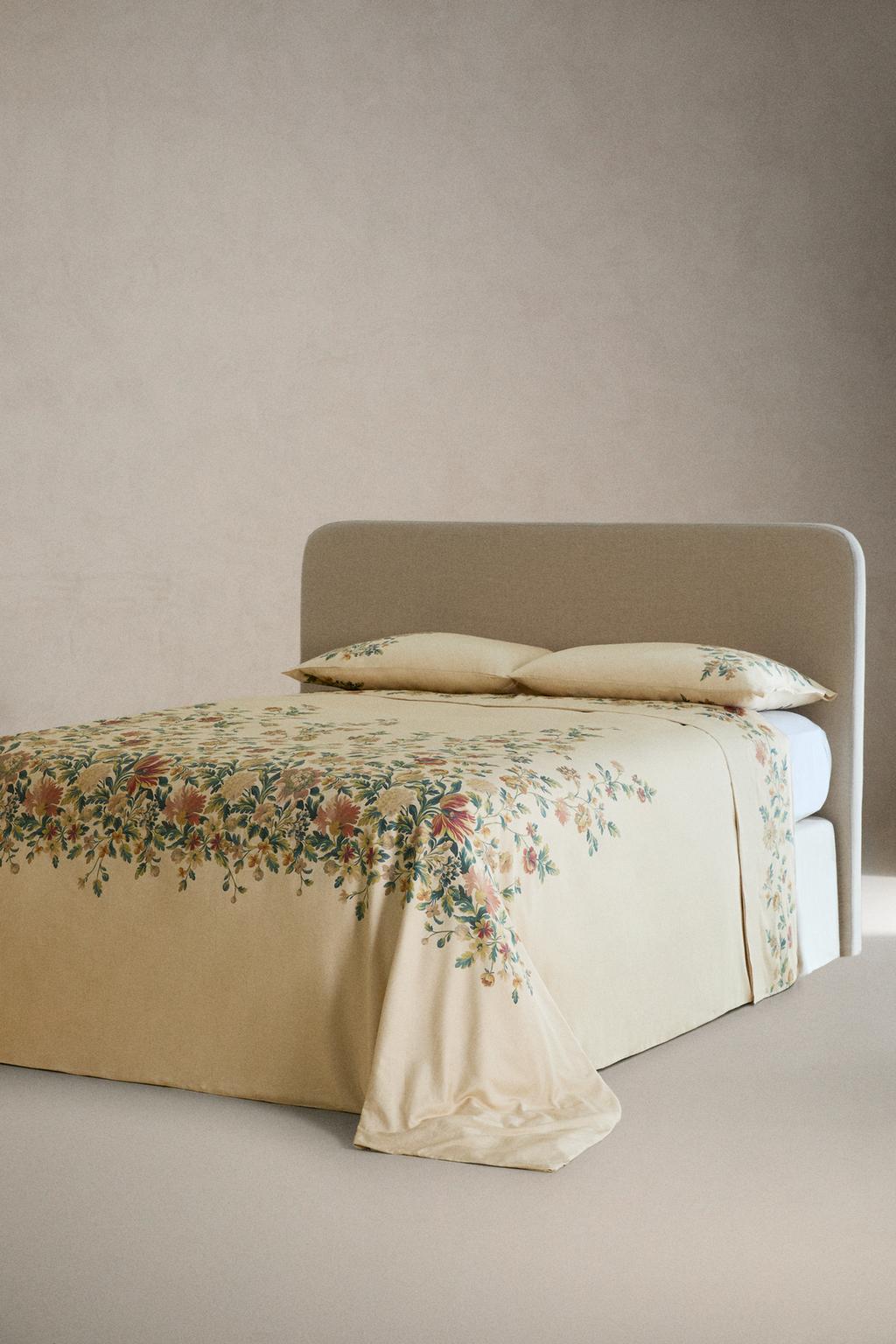 Покрывало из хлопкового сатина с цветочным принтом