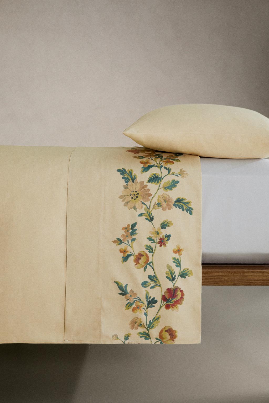 Покрывало из хлопкового сатина с цветочным принтом