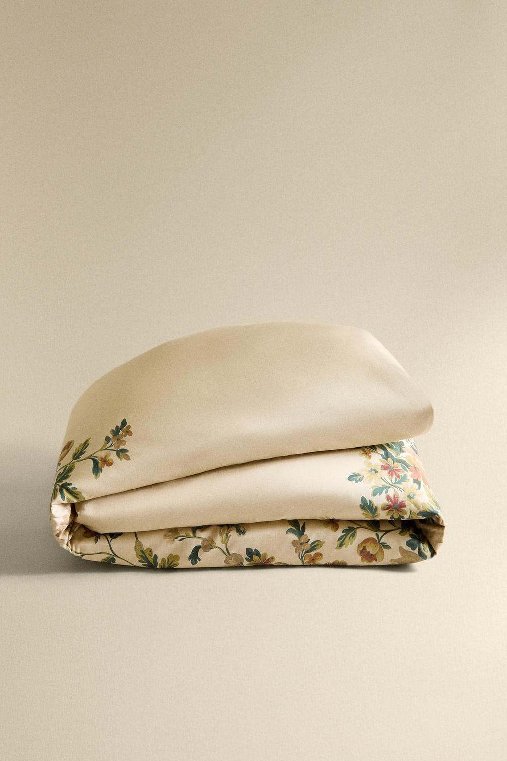 Покрывало из хлопкового сатина с цветочным принтом