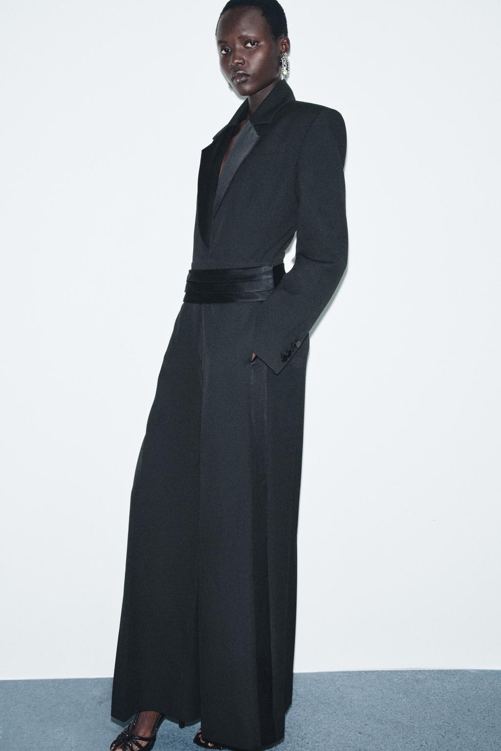 КОМБИНЕЗОН СО СМОКИНГОМ И ПОЯСОМ — ZW COLLECTION LIMITED EDITION