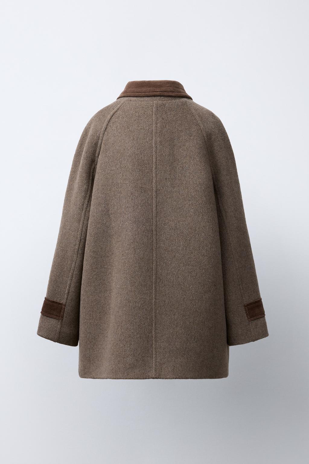 ПАЛЬТО ИЗ КОНТРАСТНОГО ВЕЛЬВЕТА С ШЕРСТЬЮ