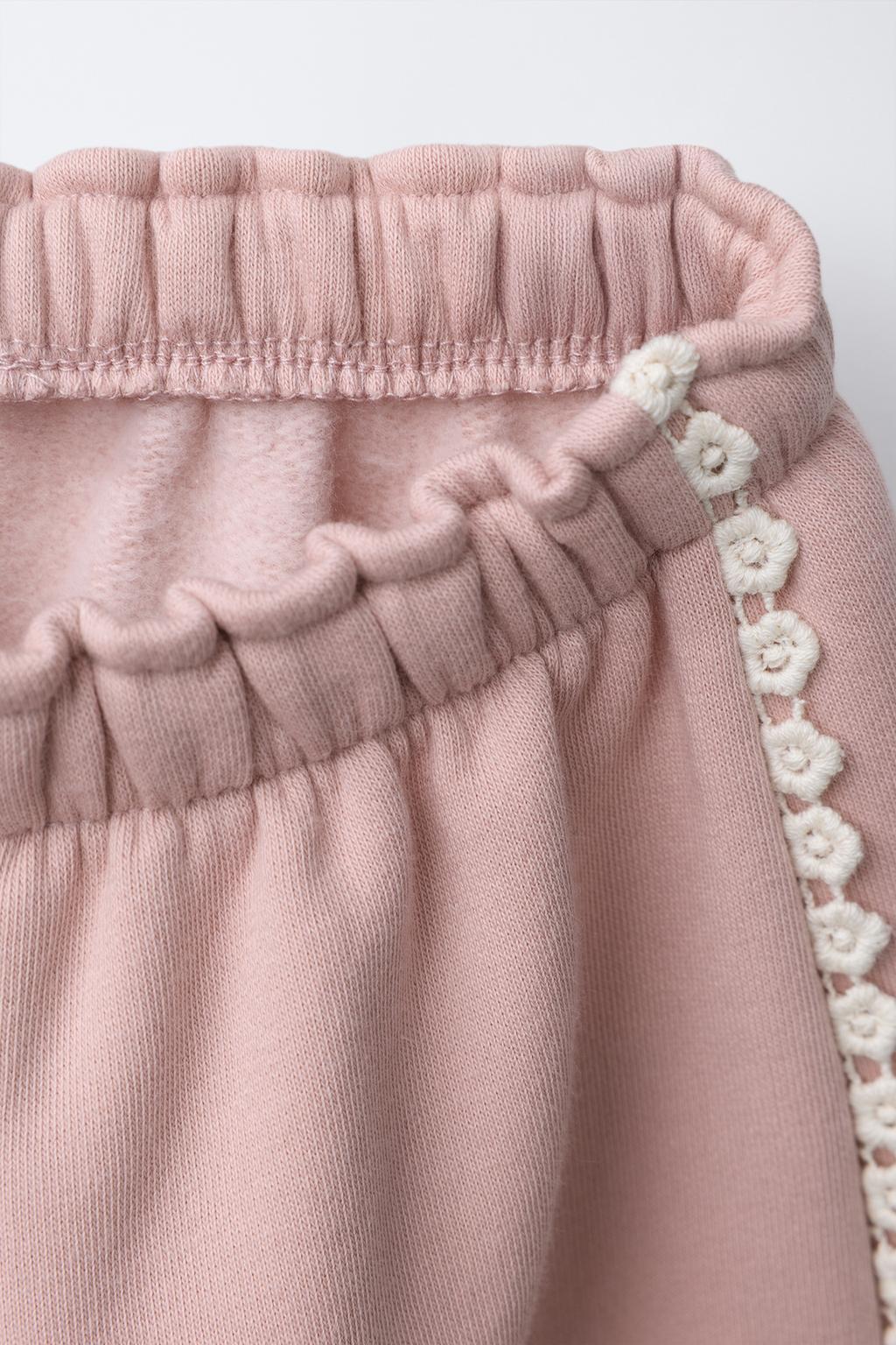 БРЮКИ-ДЖОГГЕРЫ С ЦВЕТОЧНЫМ КРУЖЕВОМ