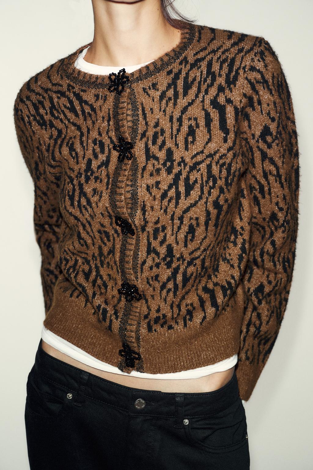 ЖАККАРДОВЫЙ КАРДИГАН С АНИМАЛИСТИЧЕСКИМ УЗОРОМ