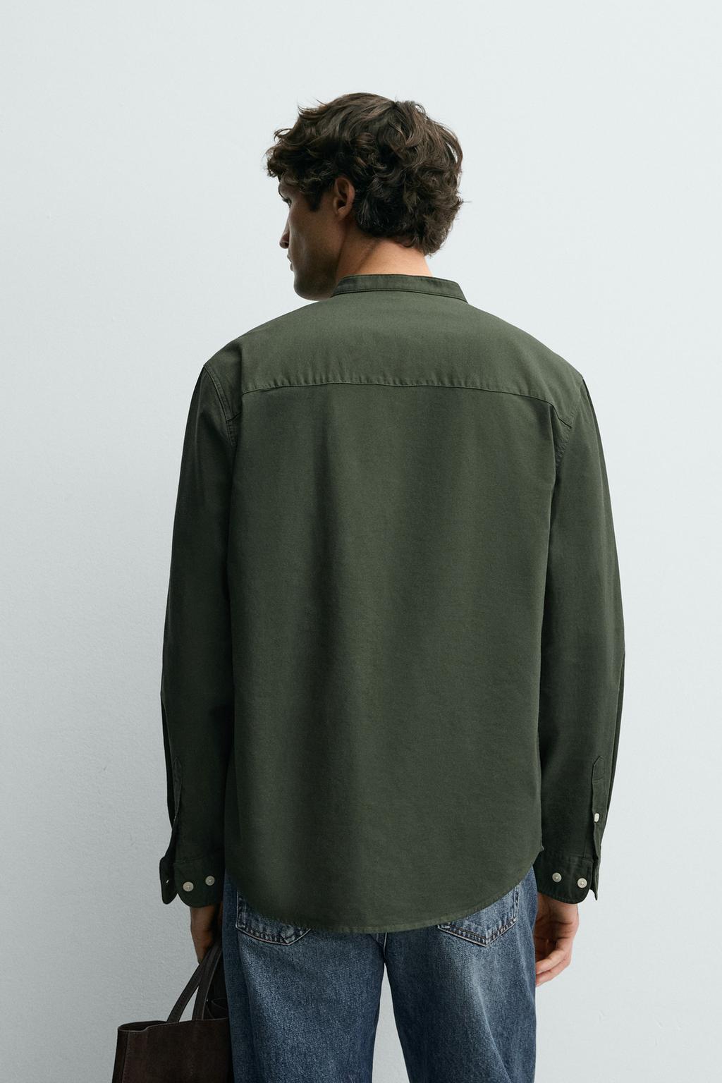 РУБАШКА ОКСФОРД С ВОРОТНИКОМ-СТОЙКОЙ