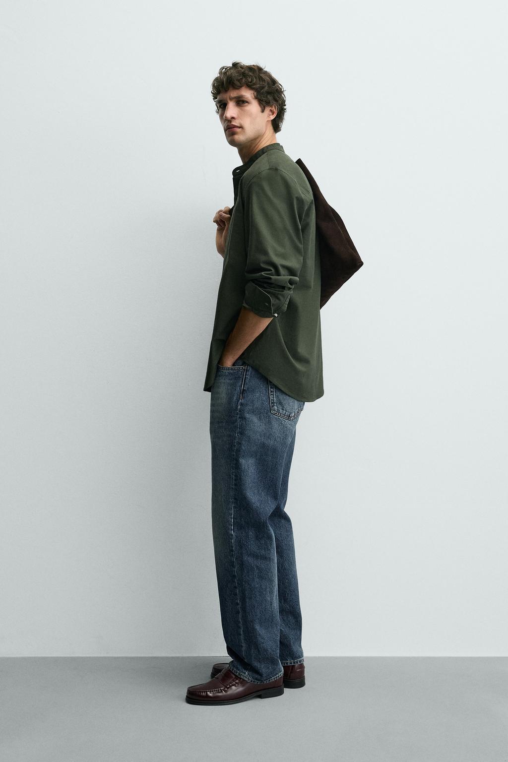 РУБАШКА ОКСФОРД С ВОРОТНИКОМ-СТОЙКОЙ