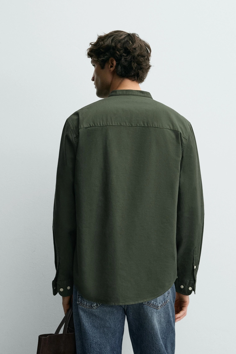 РУБАШКА ОКСФОРД С ВОРОТНИКОМ-СТОЙКОЙ