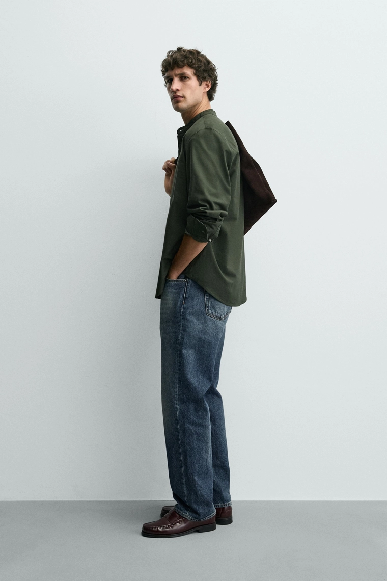 РУБАШКА ОКСФОРД С ВОРОТНИКОМ-СТОЙКОЙ