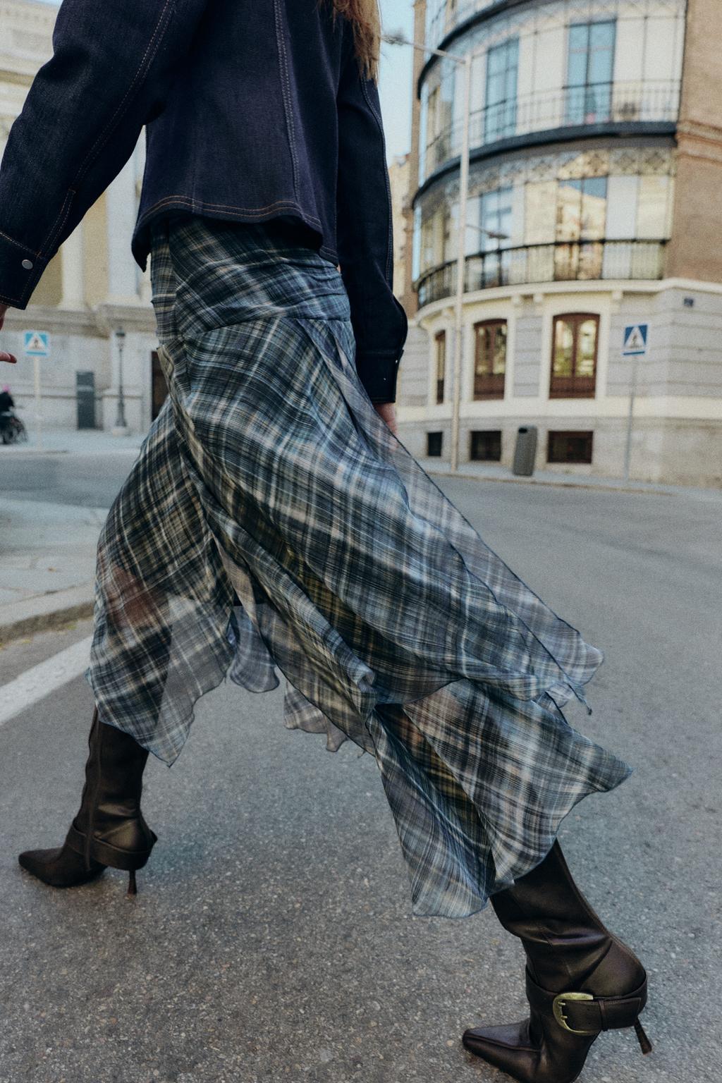 ЮБКА МИДИ АСИММЕТРИЧНАЯ В КЛЕТКУ