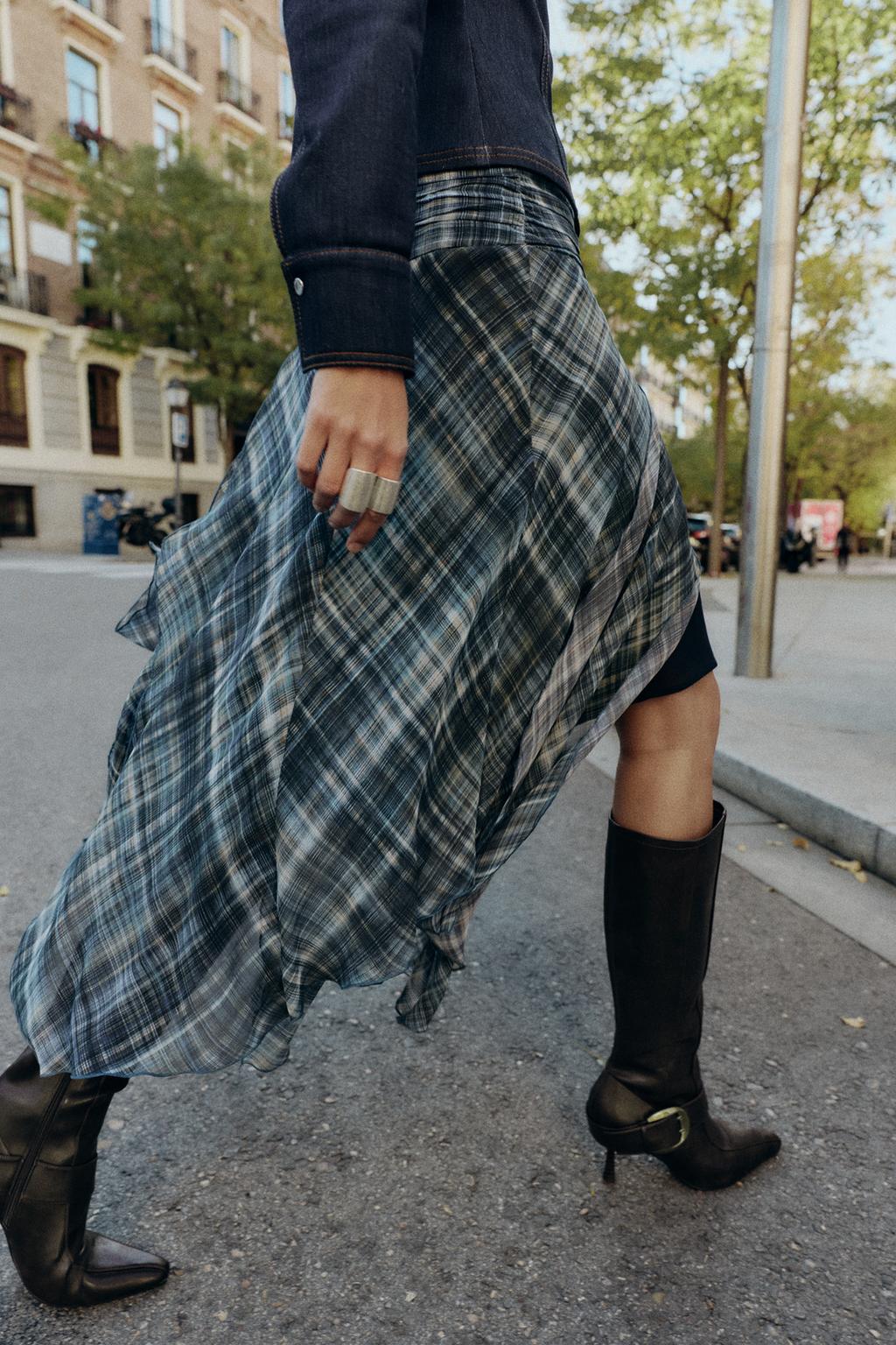 ЮБКА МИДИ АСИММЕТРИЧНАЯ В КЛЕТКУ