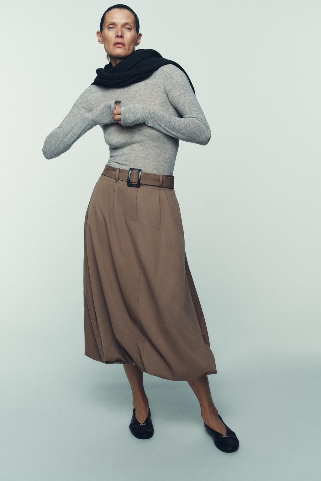 ЮБКА-БАЛЛОН МИДИ С ПОЯСОМ