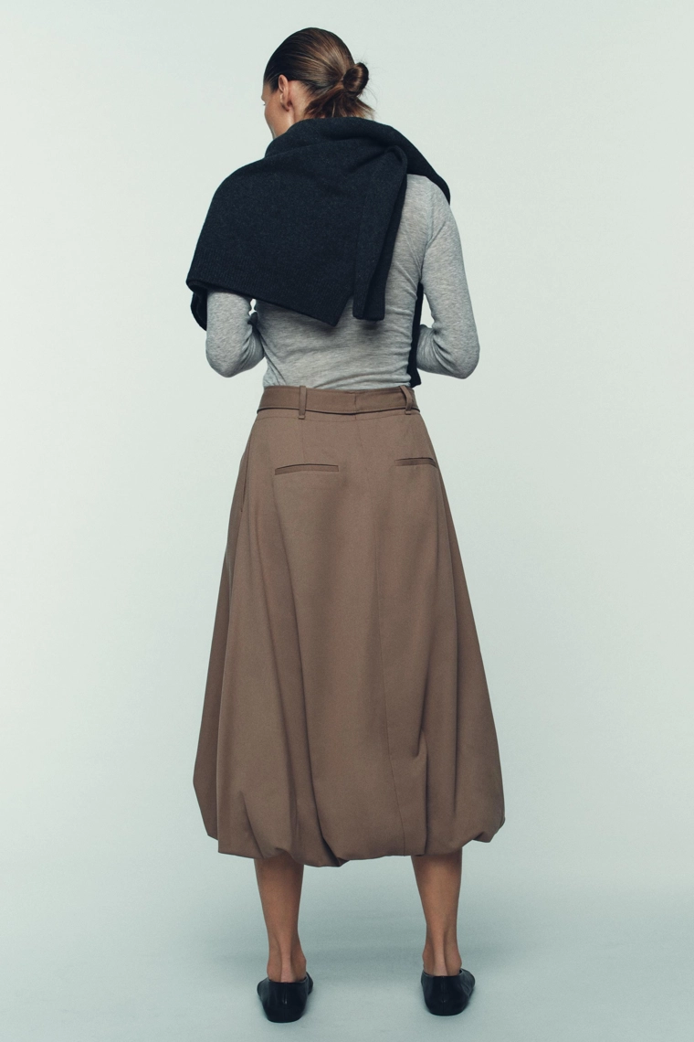 ЮБКА-БАЛЛОН МИДИ С ПОЯСОМ