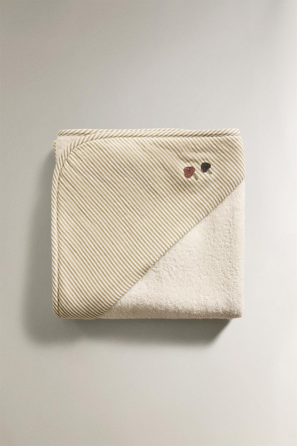 Полосатый муслиновый детский полотенце с капюшоном