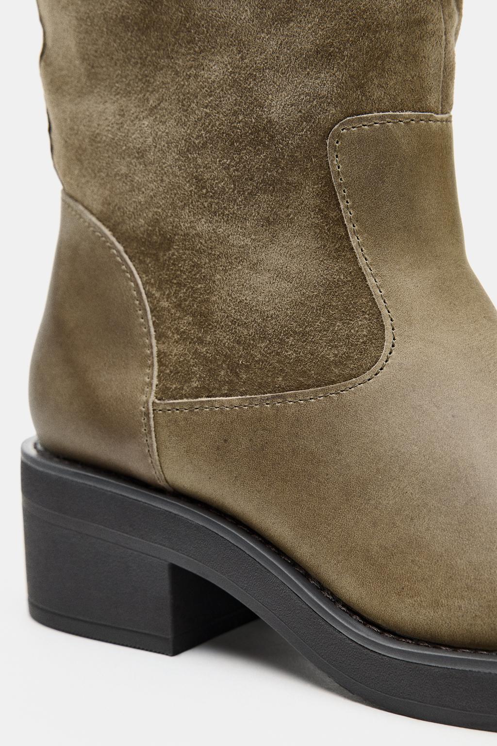 КОМБИНИРОВАННЫЕ КОЖАНЫЕ САПОГИ