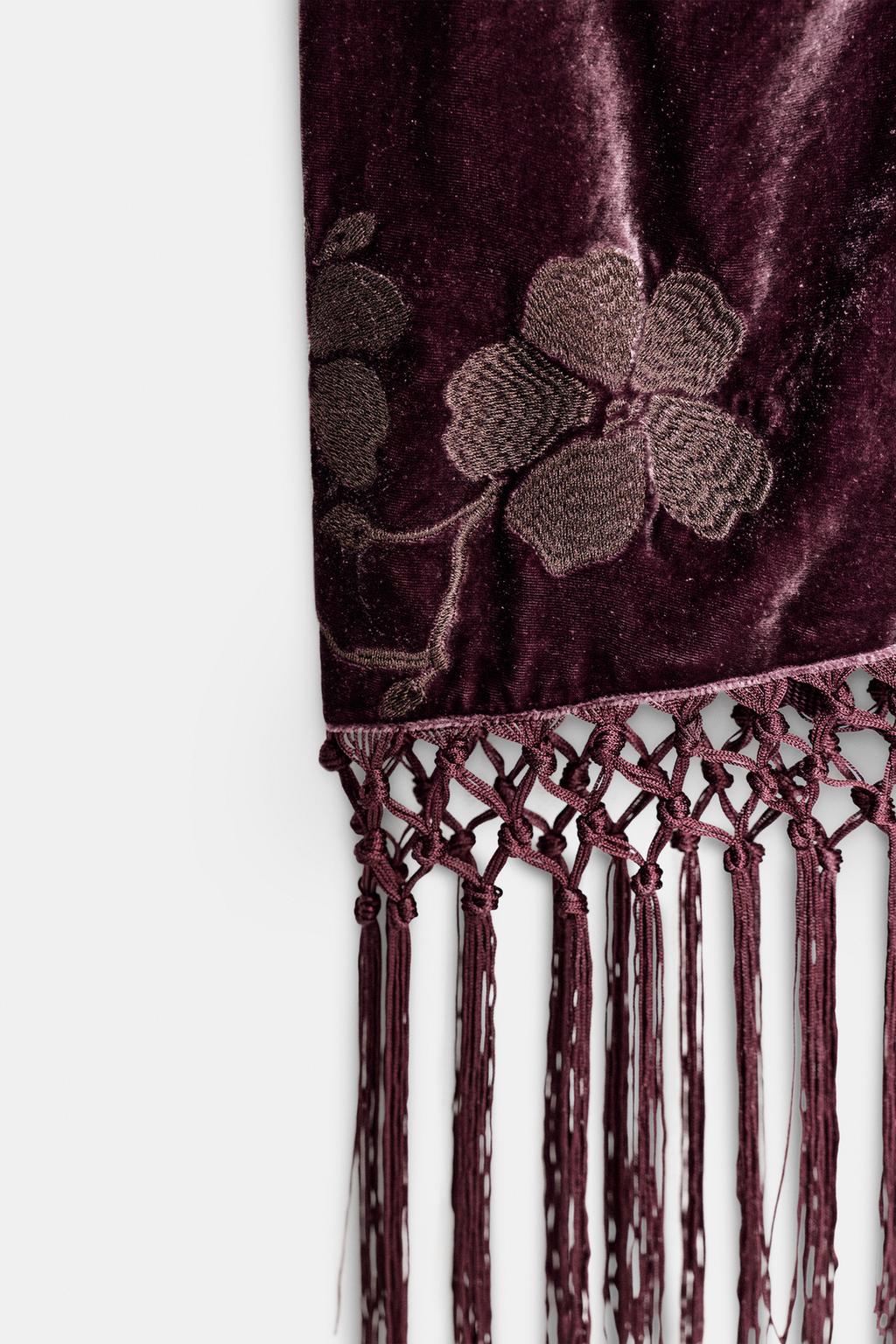 БАРХАТНАЯ ЮБКА-ПАРЕО С ЦВЕТОЧНОЙ ВЫШИВКОЙ