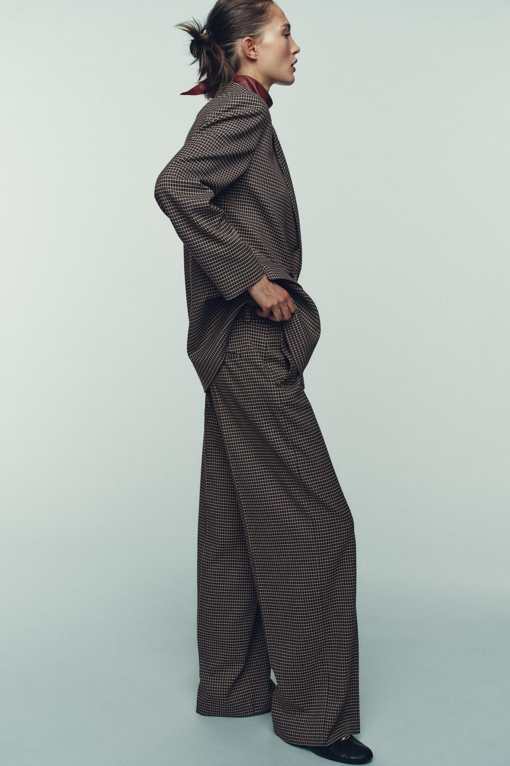 ПРЯМЫЕ БРЮКИ В КЛЕТКУ С ПОЯСОМ