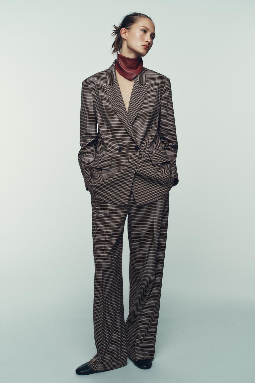 ПРЯМЫЕ БРЮКИ В КЛЕТКУ С ПОЯСОМ