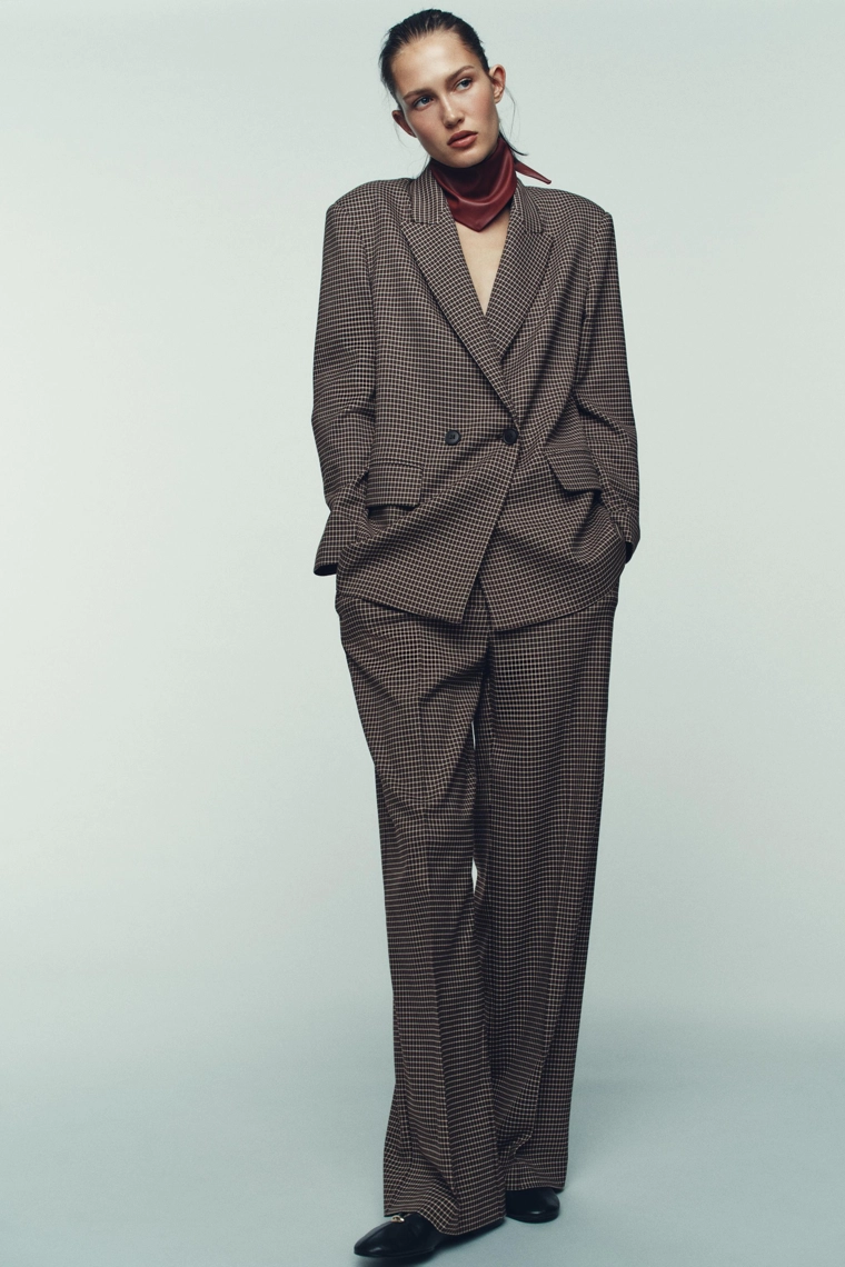 ПРЯМЫЕ БРЮКИ В КЛЕТКУ С ПОЯСОМ