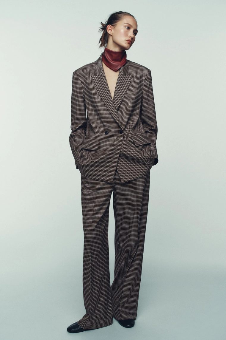 ПРЯМЫЕ БРЮКИ В КЛЕТКУ С ПОЯСОМ